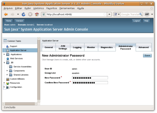 glassfish default admin password